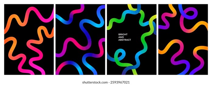 Abstract Background with Gradient Lines Pattern. Vector Organic Wavy Shapes. Color Squiggle Design Elements. Swirl Modern Graphic for Posters and Cards