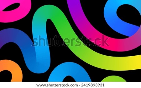 Abstract Background with Gradient Lines. Vector 3d Fluid Graphic Shapes. Dynamic Liquid Curve Colorful Stripes. Modern Design of Minimal Color Swirl and Blend Elements