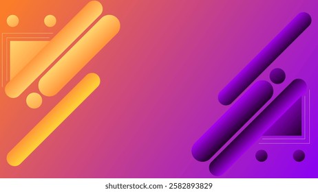 ABSTRACT BACKGROUND GRADIENT ORANGE PURPLE COLORFUL DESIGN WITH GEOMETRIC SHAPES VECTOR TEMPLATE GOOD FOR MODERN WEBSITE, WALLPAPER, COVER DESIGN 