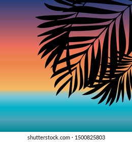 Abstract background with gradient and palm leaves silhouette