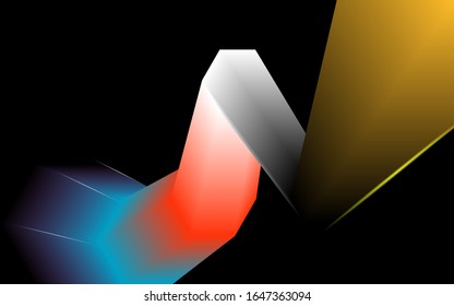 Abstrakter Hintergrund violetter, roter, grüner, gelber, blauer Hintergrund, weiß in einem sechseckigen und langen Röhrenmuster