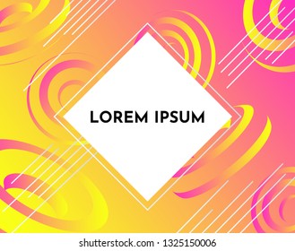 Abstract background, gradient shapes composition. Trandy wallpaper, circles, decorative elements. Eps10 vector. Colorful yellow, pink backdrop Banner print flyer