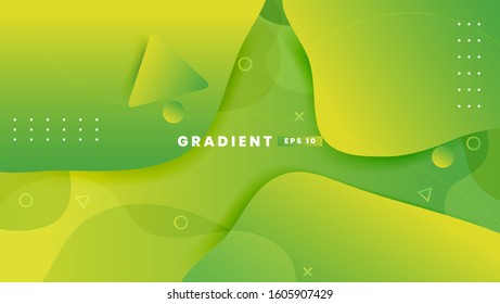 Abstract background with gradient shapes. Dynamic abstract composition Vector illustration. Design element for web banners, posters, green and yellow