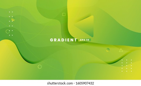 Abstract background with gradient shapes. Dynamic abstract composition Vector illustration. Design element for web banners, posters, green and yellow
