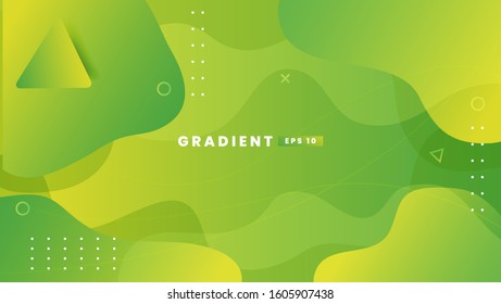 Abstract background with gradient shapes. Dynamic abstract composition Vector illustration. Design element for web banners, posters, green and yellow