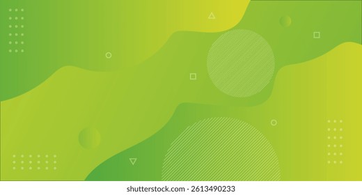Abstract background with gradient shapes. Dynamic abstract composition Vector illustration. Design element for web banners, posters, green and yellow