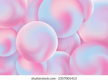 Abstract background with gradient spheres. Pink and purple soft bubbles. Vector illustration of balls textured .Modern cover concept.