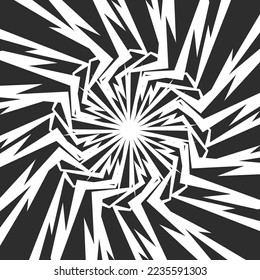 Abstract background with gradient spiral spikes pattern