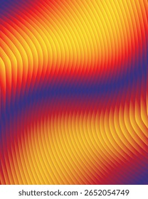 Abstract. background with gradient stripes in purple, yellow, red, and orange. Dynamic modern design with wavy and layered effects. vector.