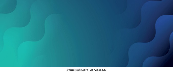 Abstract background with a gradient style, featuring blue and teal colors. The background has a wavy, smooth texture with blue and teal hues. Minimal abstract gradient wavy line vector background