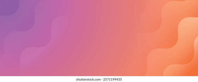 Abstract background with a gradient style, purple and orange colors. The background has a smooth, wavy texture with purple and orange hues. Minimal abstract gradient wavy line vector background