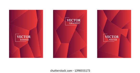 Abstract background with gradient texture, geometric pattern with polygon.  Red gradient.   Art for business brochure,  cover design. 