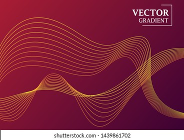 Abstract background with gradient texture, geometric pattern with lines. Violet and red gradient with ornate in the form of waves.   Art for business brochure,  cover design. 