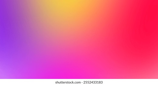 Fundo abstrato com um gradiente em transição suave de roxo para vermelho para amarelo, criando um espectro vibrante e quente. Ilustração vetorial