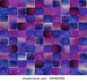 Abstract background. Gradient transparent tiles with grunge effect. Bright multicolored pattern.