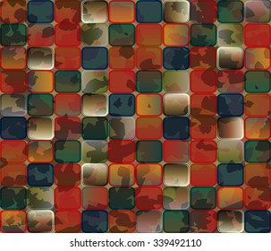 Abstract background. Gradient transparent tiles with grunge effect. Bright multicolored pattern.