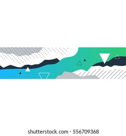 Abstract background with gradient and triangles, horizontal bar for decoration, modern design, minimalistic creative collage