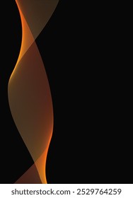 Abstract background with gradient and waves. Modern pattern in orange and gold on a dark background. Abstract vertical vector template for business banner, formal backdrop, prestigious voucher