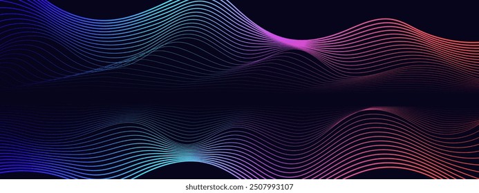 Abstract background with gradient wavy lines. presentation,banner,backdrop,wallpaper. Vector illustration.