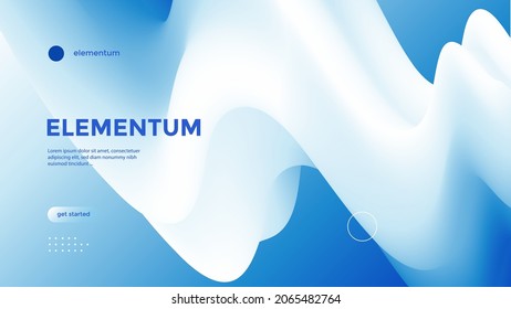 Abstract background with gradient white and blue wave for landing page. Vector duotone banner with geometric 3d shapes. Minimal compositions design for cover.