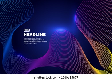 Abstract background with gradually glowing wavy lines