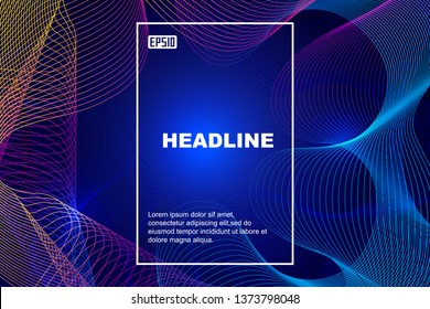 Abstract background with gradually glowing wavy lines