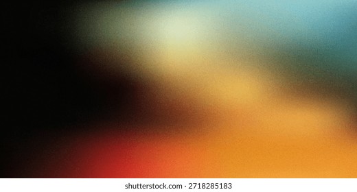 Fondo Abstractas Grainy Amarillo Azul Naranja Color Gradiente Onda Fondo negro Oscuro Noise Textura Cubierta Encabezado Diseño de Fondo de pantalla