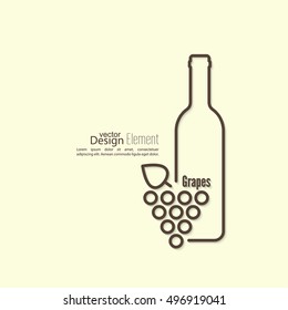 Abstract background with grapevine leaves and bottle. 