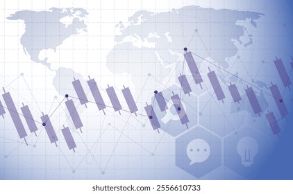 Abstract background with graph and world map. Vector illustration. Eps 10