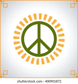 Abstract background with graphic peace sign and rays