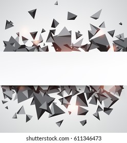 Abstract background with gray 3d pyramids. Vector paper illustration.