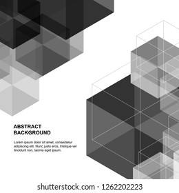 abstract background gray color,EPS10 Design Graphic Concept box square blend with color Different level - Vector 