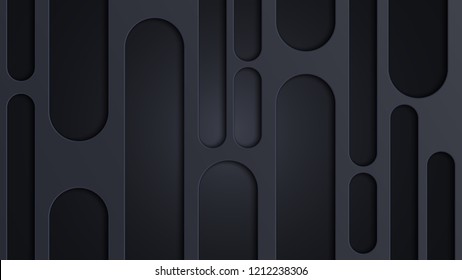 Abstract background with gray corrugated paper and layers. Vector geometric illustration of a carbon cutout shape. Graphic techno design element. Imprint on paper
