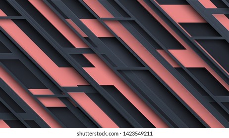 Abstract background with gray corrugated paper and layers. Vector geometric illustration of a carbon cutout shape. Graphic techno design element. Imprint on paper