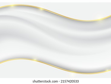 Abstract background of gray fabric and golden frame. Vector illustration.