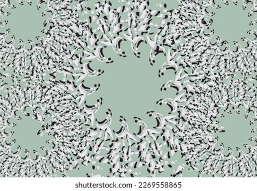 Abstract background with gray frame elements. Geometric snowflake motifs for decorative compositions, fabric products, textiles, posters, interior solutions, fashion trends, prints, postcards, etc.