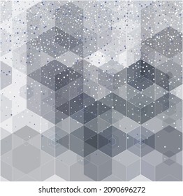 Abstract background gray hexagons with glitter. Creative collage of wallpapers. Modern vector background illustration.