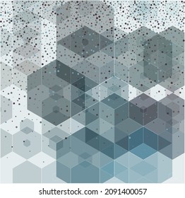 Abstract background gray hexagons with glitter. Creative collage of wallpapers. Modern vector background illustration.