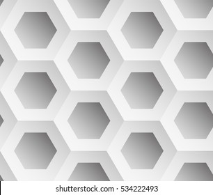 Abstract background gray hexagons honeycomb. Vector, seamless repeating pattern, mosaic