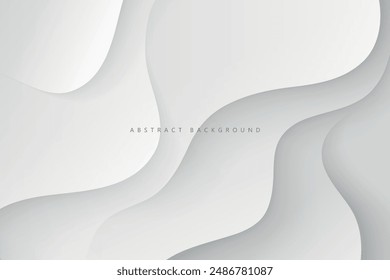 Abstrakter Hintergrund von grauen Papierschnittwellen und realistischen Schatten