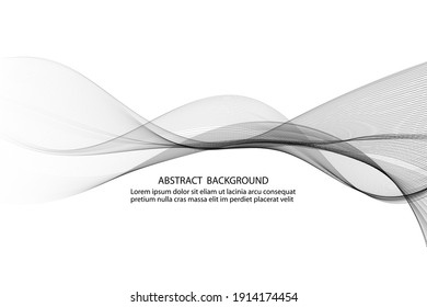 Fondo abstracto de las ondas suaves transparentes grises, elemento de diseño