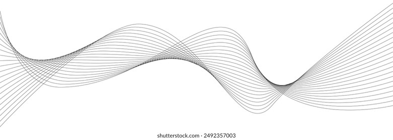 Abstract background with gray wave lines stripe vector isolated on transparent.