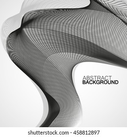 Abstract background with gray waves. Vector lines