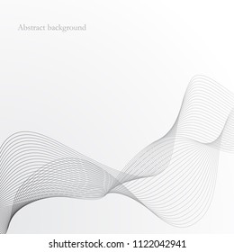 Abstract background. Gray wavy lines on a white background. Vector illustration.