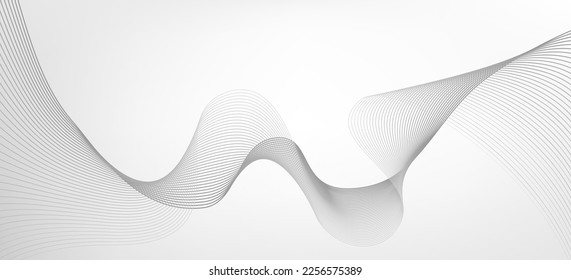 Fondo abstracto con líneas onduladas grises y blancas en estilo de arte óptico.