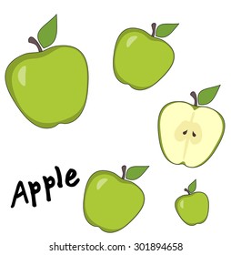 Abstract background with green apples. Seamless pattern on white background