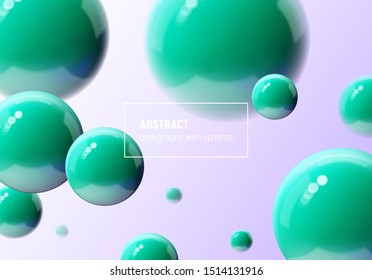 Abstract background with green balls flying in perspective for science and business backdrop or wallpaper