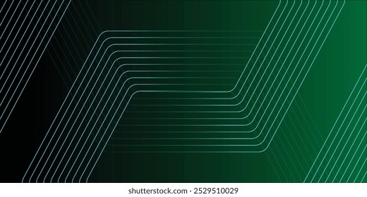 plano de fundo abstrato com linhas arredondadas em preto verde. Projeto de arte de linha de faixa geométrica. Padrão geométrico preto verde simples. Elemento gráfico preto verde moderno. Terno para banner e tampa.