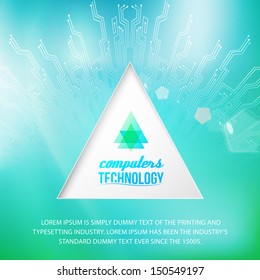 Abstract background with green and blue geometric shapes. Vector illustration, contains transparencies, gradients and effects.