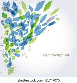 Abstract background with green and blue leaves